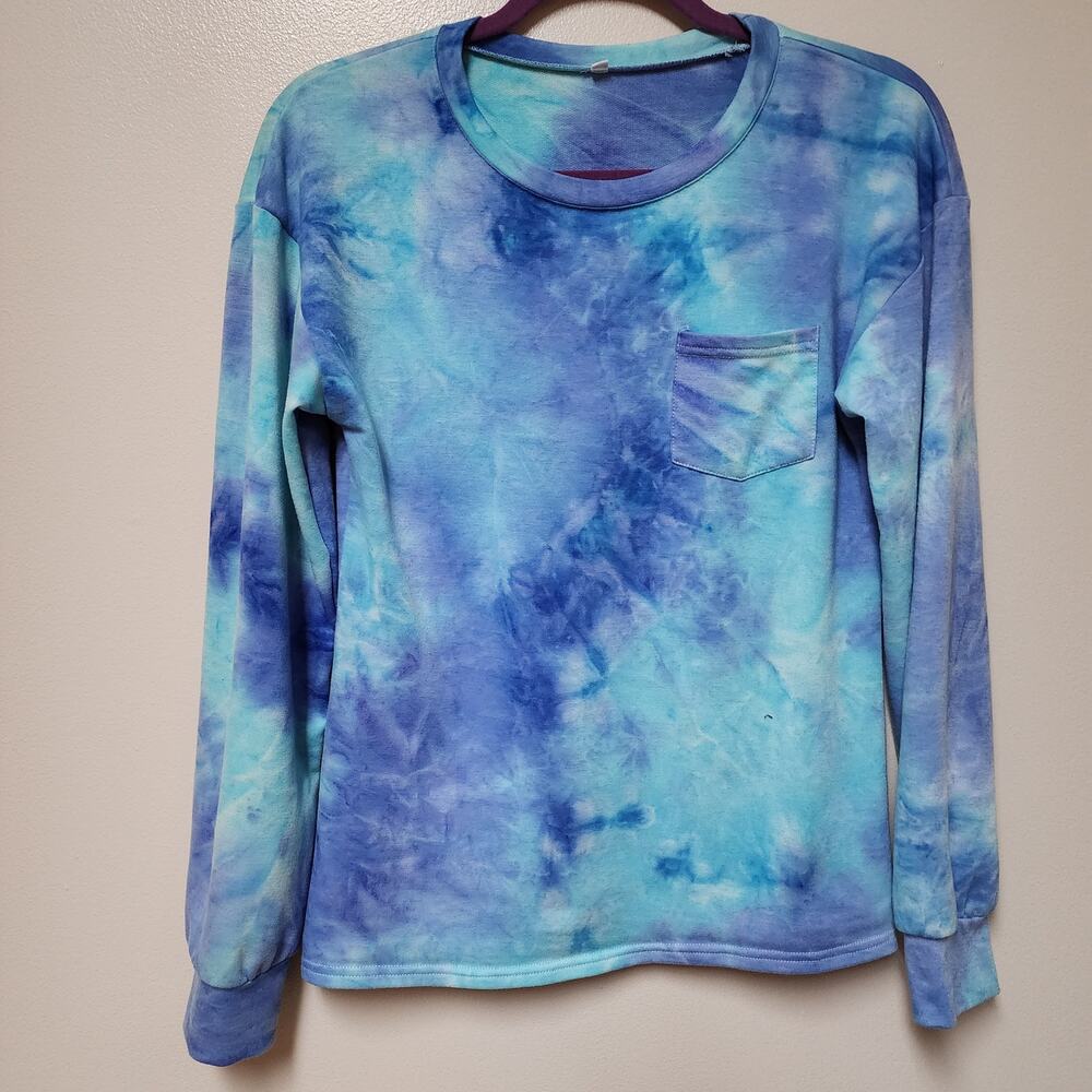 Tie Dye Long Sleeve TShirt Front Pocket Size Small